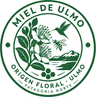 Sello Miel de Ulmo, origen floral Ulmo, Patagonia norte